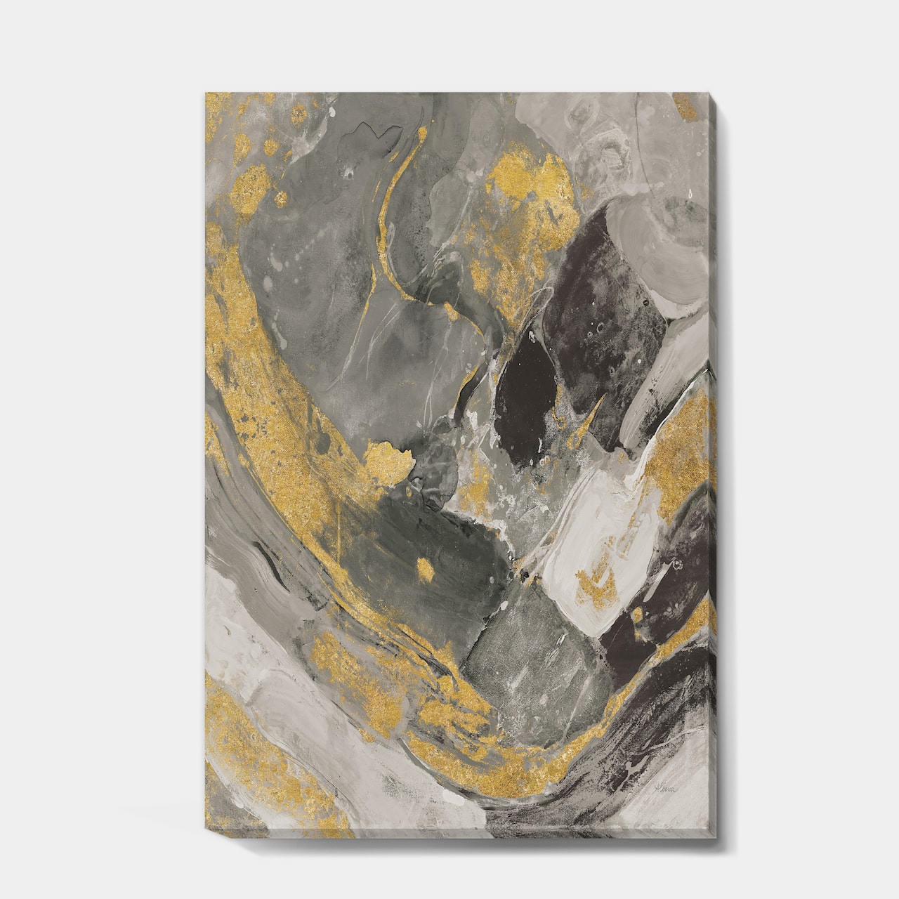 Designart - Marble Gold and Black II - Modern & Contemporary Canvas Art